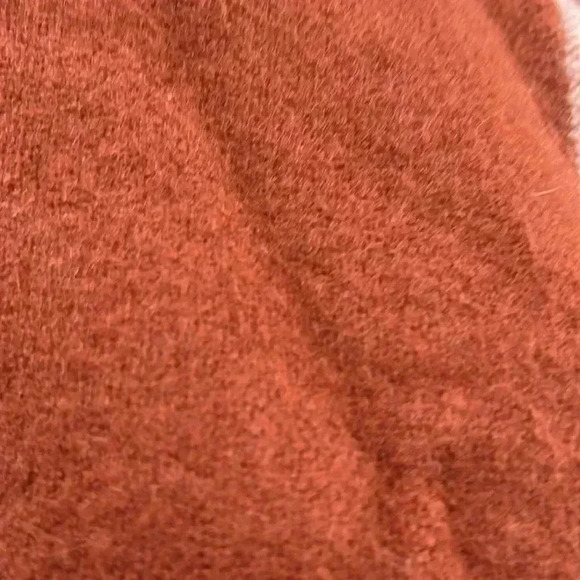 American Eagle Rust Striped Fringe Poncho Shawl Size One Size - Picture 8 of 8